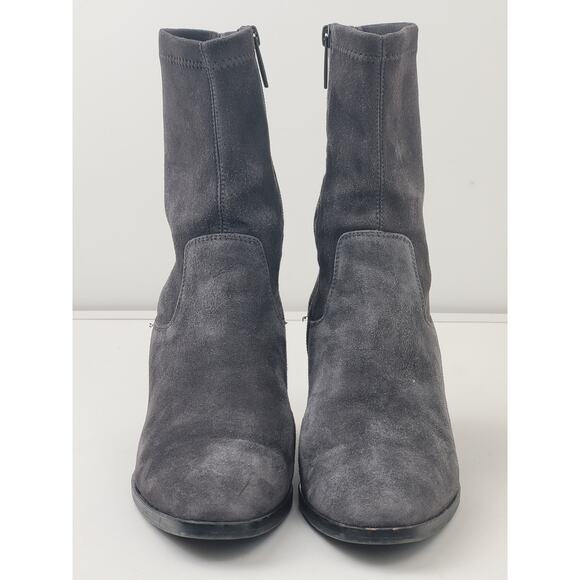 AQUATILIA Grey Suede Side Zip Heeled Boots Sz 9 - Picture 3 of 8
